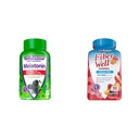 Vitafusion Extra força Melatonina Gummy Vitaminas, 5mg, 120 ct Gummies & Fiber Well Suplemento de fibra de açúcar, pêssego, morango e BlackBerry Flavored Suplementos, 90 Contagem