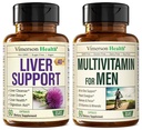 Fígado Cleanse Detox & Repair Milk Thistle Supplement & Multivitamin para homens - Multivitamins homens completos e multiminerais com vitamina A, C, D, E, B12, Zinco, e mais vitaminas para homens