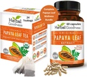 Papaya Leaf Extract Cápsula e Papaya Leaf Tea Bundle - Suporte Completamente Imune Saúde e Bem-Estar Digestivo