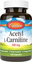 Carlson Labs Acetil L-Carnitina, 500mg, 120 Cápsulas