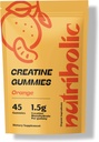 Creatina Gummies mono-hidratados para homens e mulheres - Fácil de Digerir, Vegan, Sem glúten, Não-GMO, 1.5g de Creatina por Gummy - 45ct (45 Conde, Laranja)