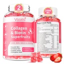 2 Pacote Pastilhas de colagénio livre de açúcar para mulheres homens, Pastilhas de peptídeos multi colagénio Tipo I II III V X com Biotina Vitamina A B C D E para unhas de pele de cabelo, morango sabor, 120 contagem