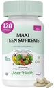Adolescentes Vitaminas para Meninas 12-17 - Adolescente Multivitamin D3, Ferro, Cálcio, Biotina, Zinco, Enzimas Digestivas – Adolescente Menina Multi Vitaminas para Pele Saudável, Imune & Suporte Mood – 120 Contagem