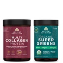 Nutrição antiga Super Verdes Orgânicos Pó, 25 Servings + Pó de proteína de colágeno multi, sem sabor, 45 Servings