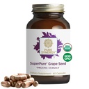 Extrato de sementes de uva SuperPure Pura Suplemento de polifenóis de sementes de uva orgânicas com fruta integral para saúde do coração, pele e suporte de envelhecimento saudável (60 cápsulas)