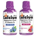 BlueBonnet Nutrição Líquido Citrato de cálcio Citrato de magnésio, Vitamina D3, Saúde Óssea, Sem Glúten, Sem Soja, Sem Leite, Kosher, Blueberry e Combo de Berry Misturado