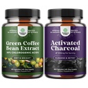 Pacote de Puro Verde Coffee Bean Extract para Antioxidante Coração Saúde Mental Foco e Tamanho Redução e Limpar e Detox cápsulas de carvão ativado para Bloating Alief e Corpo Detox Cleanse