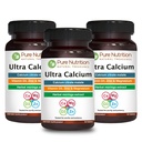 Pure Nutrition Ultra Cálcio 1000mg com VIT D3 + K2 270 Tabs (90 X Pack of 3) □ Suplemento de cálcio altamente absorvível com Citrato de cálcio Malato, VIT D3, K2, Moringa Oleifera, Magnésio e Zinco.