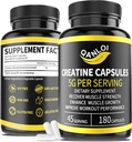 Cápsulas Micronizadas de Creatina Mono-hidratada, 5.000 mg por serviço, Beneficiário para Crescimento Músculo, Aumento de Energia, Pílulas Creatinas Adequadas para Masculino e Mulheres, Não-GMO, Glúten Livre, 180 Cápsulas