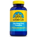 NATURE'S LIFE Cal Mag Zinc Complex 1000mg / 500mg / 15mg - Suplemento de cálcio Magnésio Zinco w/Vitamin D e Boron - Saúde Óssea, Muscle and Heart Health Support, 60 Day Guarantee, 62 Serv, 250 Caps