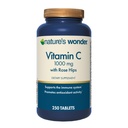 Natural Wonder Vitamina C 1000 mg com Rose Hips Comprimidos para a Saúde Imune, 250 Servings, 250 contagem