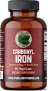 Pure Lab Vitaminas Carbonyl Iron - 90 Vegan Caps Formulação única de ferro metálico com VIT C, Biodisponibilidade Superior - Não Constipação, Suporta formação de células vermelhas de sangue Made in Canada
