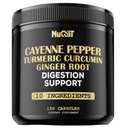 Cápsulas de Pimenta Cayenne com raiz de Curcumina Turmérica, raiz de gengibre, Berberine HCl & More - Suporte Sistema imunológico, Digestão, Saúde Conjunta e Saúde do Coração - 150 Cápsulas