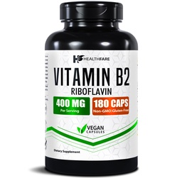 Healthfare Vitamina B2 Riboflavina 400mg Cápsulas de 180 Veg