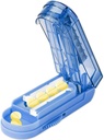 Divisor do cortador do comprimido para comprimidos pequenos e minúsculos, separador ajustável do comprimido corta com precisão várias pílulas ao mesmo tempo. Lâmina afiada com guarda de segurança. (Klein Azul)