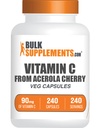 BulkSuplements.com Vitamina C de Acerola Cherry Cápsulas - Acerola Cherry Vitamina C Suplemento - Gluten Grátis, 1 Cápsula por Serviço, 240 Veg Cápsulas (Pack of 1)