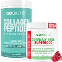 GOBIOTIX Super Verdes & Colagen Bundle - Vitalidade Aumentar com espirulina orgânica e cabelo-pele-nails Suporte - 30 Serve cada