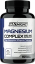 Complexo de magnésio, 210 mg Magnésio Elemental, Glicinato, Citrato e Malato, Não-GMO, Absorção Máxima, Músculo, Humidade, Energia, 90 Cápsulas Vegan