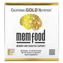 California Gold Nutrition MEM Food, Memory & Cognitive Support com MEM Blend, L-Serine, Mane Leão Orgânico e Blueberry Juice Powder, 60 pacotes, 0.3 oz (8,5 g) Cada