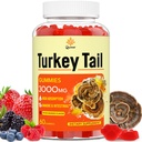 Peru Tail Mushroom, Turquia Tail (100% Fruiting Body, 40% Beta Glucans) adicionar pimenta preta, gomas de cogumelos para Gut, Energia, Cérebro & Imune Suporte, Bagas mistas sabor Vegan, Não-GMO, 60ct