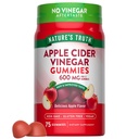 Nature's Truth Apple Cider Vinagre Gummies 600 mg • 75 Gummies • Apple Flavor Vegan, Não-GMO, Suplemento sem glúten