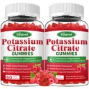 2 Pacote de pastilhas de citrato de potássio – Suplemento de potássio para a saúde muscular, alívio do cãibra perna & equilíbrio eletrolítico, Vegan, Não-GMO, Sem glúten, Framboesa sabor, 120 contagem