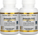 California Gold Nutrition Antártico Krill Oil, ultra-alto Omega-3 com astaxantina, morango natural e limão sabor, não OGM, sem glúten, 500 mg, 120 Gelatina de peixe Softgels, 2 Pack