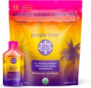 Purple tree Organic Energy Stick Packets – Zero Sugar, 80mg Cafeína Natural de Yerba Mate & Guaraná, com B12 Vitaminas para Energia Suave, Livre de Acidentes – Lemon Iced Tea Flavor, 12 pacotes para viagem