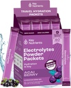 KEY NUTRIENTS Multivitamin Electrolytes Powder Packets - Delicious Acai Berry 40 Pack Hydration Packets - Travel Hydration Powder - Sem açúcar, Sem calorias, Gluten Free - Made in USA
