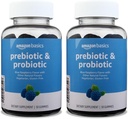 Básico Gummies prebióticos e probióticos, 2 bilhões de UFC, framboesa azul, 50 contagem (2 por serviço) (antes Solimo) (Pacote de 2)