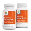 Terry naturalmente BioActive Vitamina B - Aid Heart Health com vitaminas bioativas B - Suplemento com folato e cálcio - B Complex Vitamina para ajudar Função do Sistema Nervoso - 60 Cápsulas (Pacote de 2)