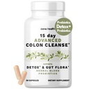 15 dias de limpeza avançada do cólon, Probióticos e ervas naturais, Suporta Detox & Gut Flora para mulheres e homens, com Cascara Sagrada, Psyllium Husk & Senna Leaf, 30 Cápsulas 1-2 diariamente