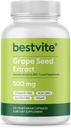 BESTVITE Extrato de Sementes de Uva 500mg (120 Cápsulas Vegetarianas) - Sem Estearatos - Padronizado a 95% Polifenóis