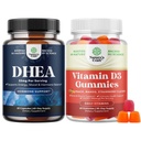 Pacote de suplementos de DHEA para equilíbrio hormonal, estabilidade do humor, função cerebral - Dehydroepiandrosterona e vitamina D3 chicletes para bem-estar diário com 2000UI por serviço de músculo ósseo e suporte imunológico