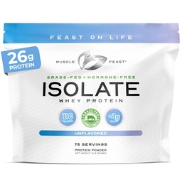 Festivais musculares Whey Feed proteína isolate, todos os hormônios naturais livres Pastura criada, Whey isolate proteína pó para homens e mulheres, limpo, não-GMO e sem glúten, isolado proteína - sem sabor, 5lb