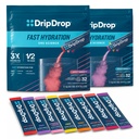 DripDrop Hydration - Pacotes de pó de eletrólitos - Melancia, Berry, Limão, Laranja, Punch de frutas, Uva, Limonada de morango, Cereja - 64 Contagem