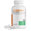 Bronson Vitamina K Jogo Triplo (Vitamina K2 MK7 / Vitamina K2 MK4 / Vitamina K1) Suplemento completo complexo espectro vitamina K, 90 Cápsulas