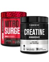 Fábrica Jacked NITROSURGE Shred Pre Treino Suplemento (cereja preta, 30 Servões) & Creatina Mono-hidrato em pó (desfolhado, 30 Servões)