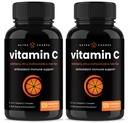 NutraChamps (2 Pack) Vitamina C 1000mg com Elderberry, Citrus Bioflavonoids & Rose HIPS - 120 Cápsulas Vegan, Suplemento Antioxidante Não-GMO para Saúde Imune & Produção de Colágeno 500mg Pílulas em Pó