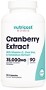 Nutricost Cranberry Extract para Mulheres (35.000mg Equivalente), 180 Cápsulas - com Vitamina C, Uva Ursi & Dandelion Root Extract - Não-GMO & Suplemento de Saúde Glúten
