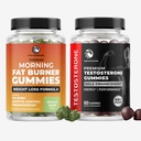 Gummies de queima de gordura de manhã e reforço de testosterona Supplement .Test Booster Fat Burner & Metabolismo Suporte com chá verde e framboesa cetonas .