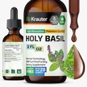 BIO KRAUTER Santo Basil Tintura - Tulsi Pó Extrato Líquido - Suporta Calma e Relaxação - Suplemento de Ácido Ursólico - Álcool e Açúcar Grátis - Gotas Vegan 2 Fl.Oz.