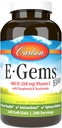 Carlson - E-Gems Elite, 400 UI Vitamina E com tocoferóis e tocotrienóis, Cápsulas de Vitamina E, Saúde do Coração e Bem-Estar Optimal, Antioxidante, Suplemento Vitamina E, 240 Softgels
