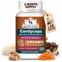 Cancer Sciences Cordyceps Mushroom Supplement Cápsulas - 1.500mg Complexo Orgânico de Cogumelo para Bem-Estar, Alta Potência 40% Beta-Glucans, Immune Supplement for Energy & Stamina Booster, 120 Count