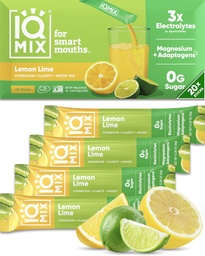 IQMIX Hydration Electrolyte Powder – Fórmula 4-em-1 para hidratação, clareza mental, humor e recuperação – Mistura de bebida sem açúcar, Keto, Magnésio L-treonato, Mane Leão – 20 Count Limão Limão