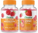 Magnésio de cálcio vitalizável + zinco 50mg, chicletes Bundle - Grande degustação, Suplemento Vitamina, Gluten Free, OGM grátis, mastigável
