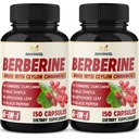 2 embalagem Berberine HCl- Plus Ceilão Canela, Açafrão, Cardo de Leite, Alcachofra, Pimenta Negra, Berberina HCI Root Supplements Pills - Imune System