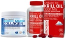 Peptídeos de Colágeno Marinho de Bronson Pó de Proteína Hidrolisada + Óleo de Krill Antártico 1000 mg com Omega-3s EPA DHA