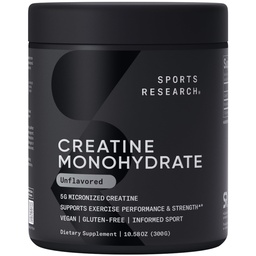 Pesquisa esportiva Creatina Mono-hidratada - Ganhe Músculo Lean, Melhore o Desempenho e Força e Suporte de Recuperação de Exercício - 5 g Creatina Micronizada - 10,58 oz