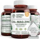 Nutra natural cálcio zinco de magnésio (Cal-Mag Zinco) Suplemento com vitamina D3 para a força óssea, ajuda a melhorar a digestão, saúde sem glúten e açúcar livre, complexo mineral essencial (100 contagem)